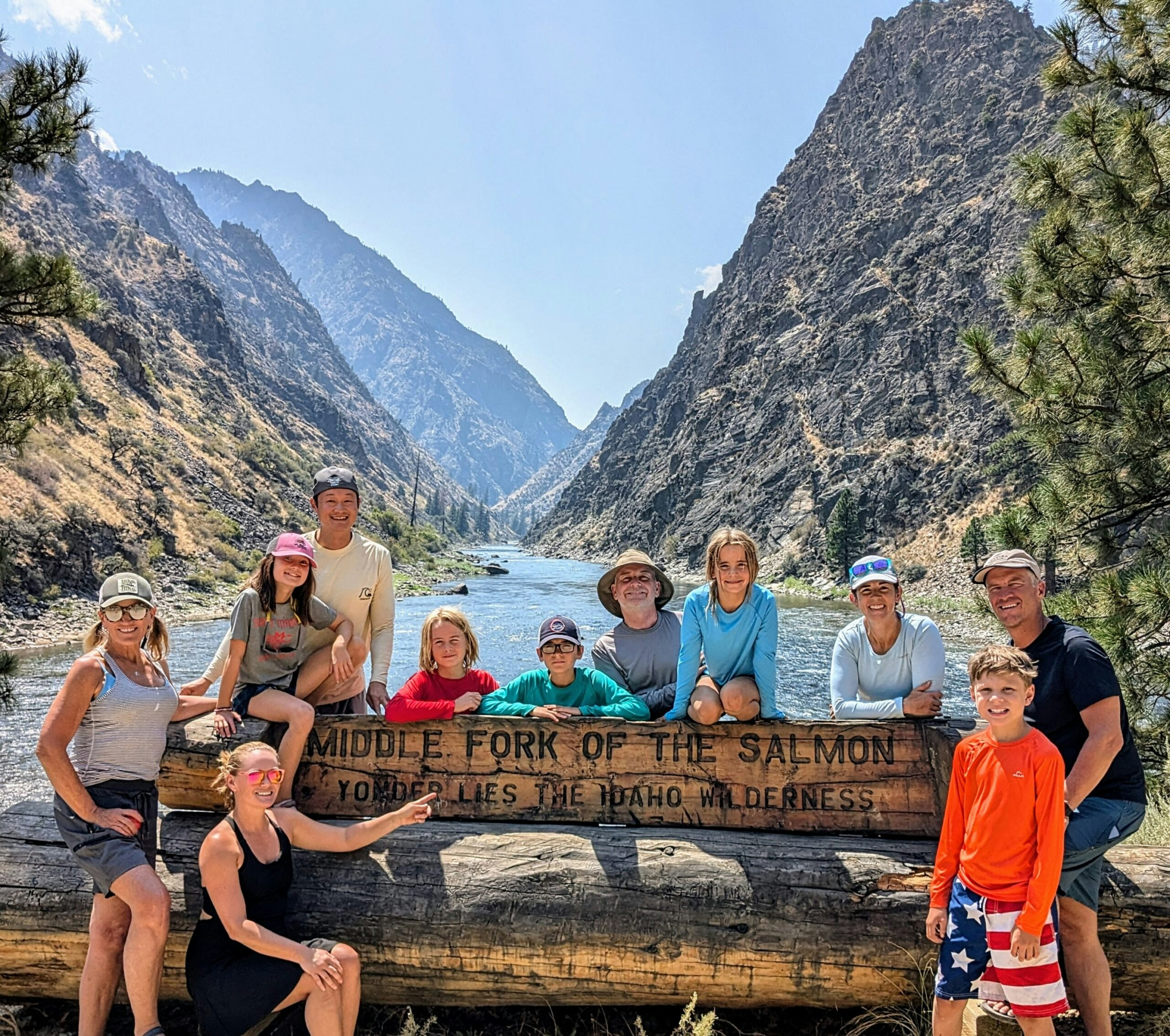 honorary photo with all the guests at final day of trip in August in Middle Fork