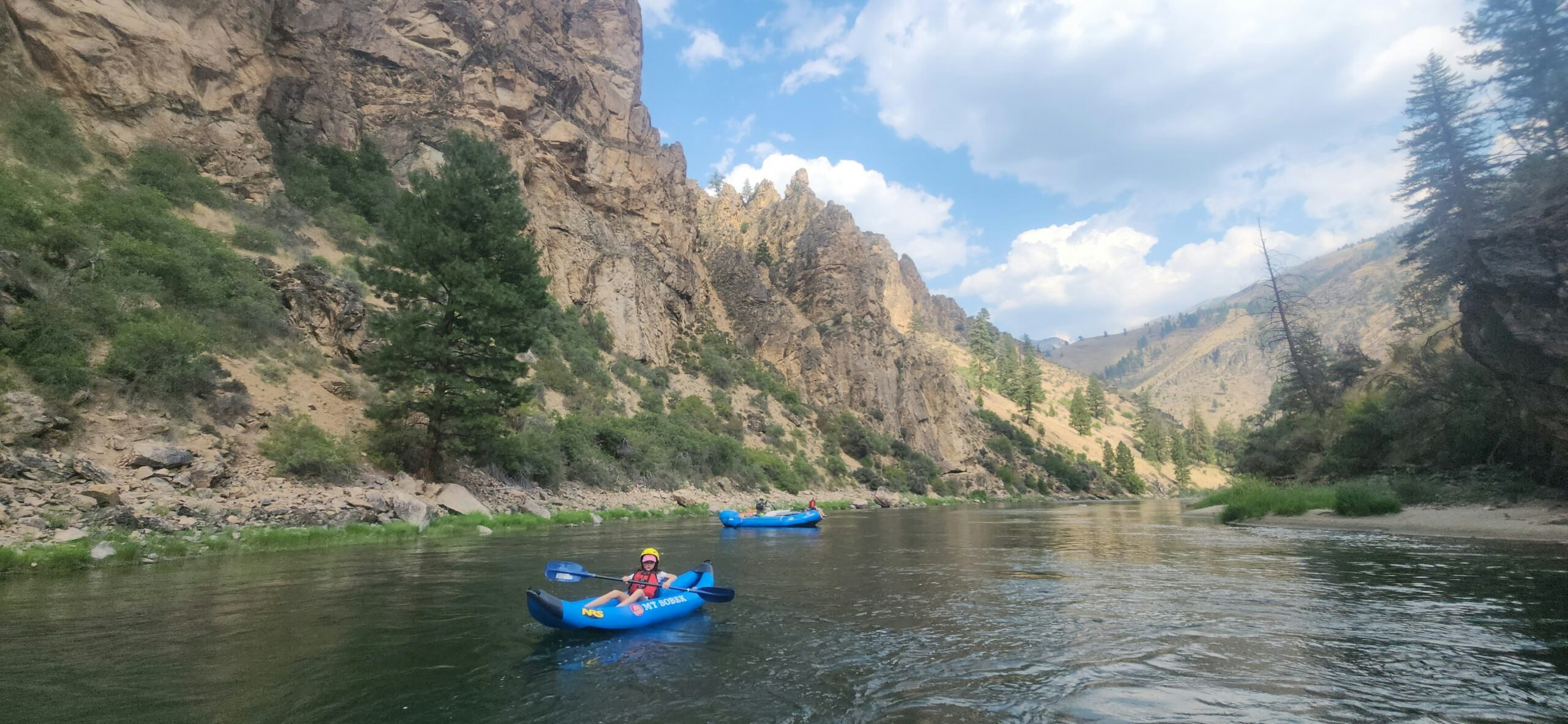 Middle fork of the salmon river rafting in Idaho during low whitewater tides