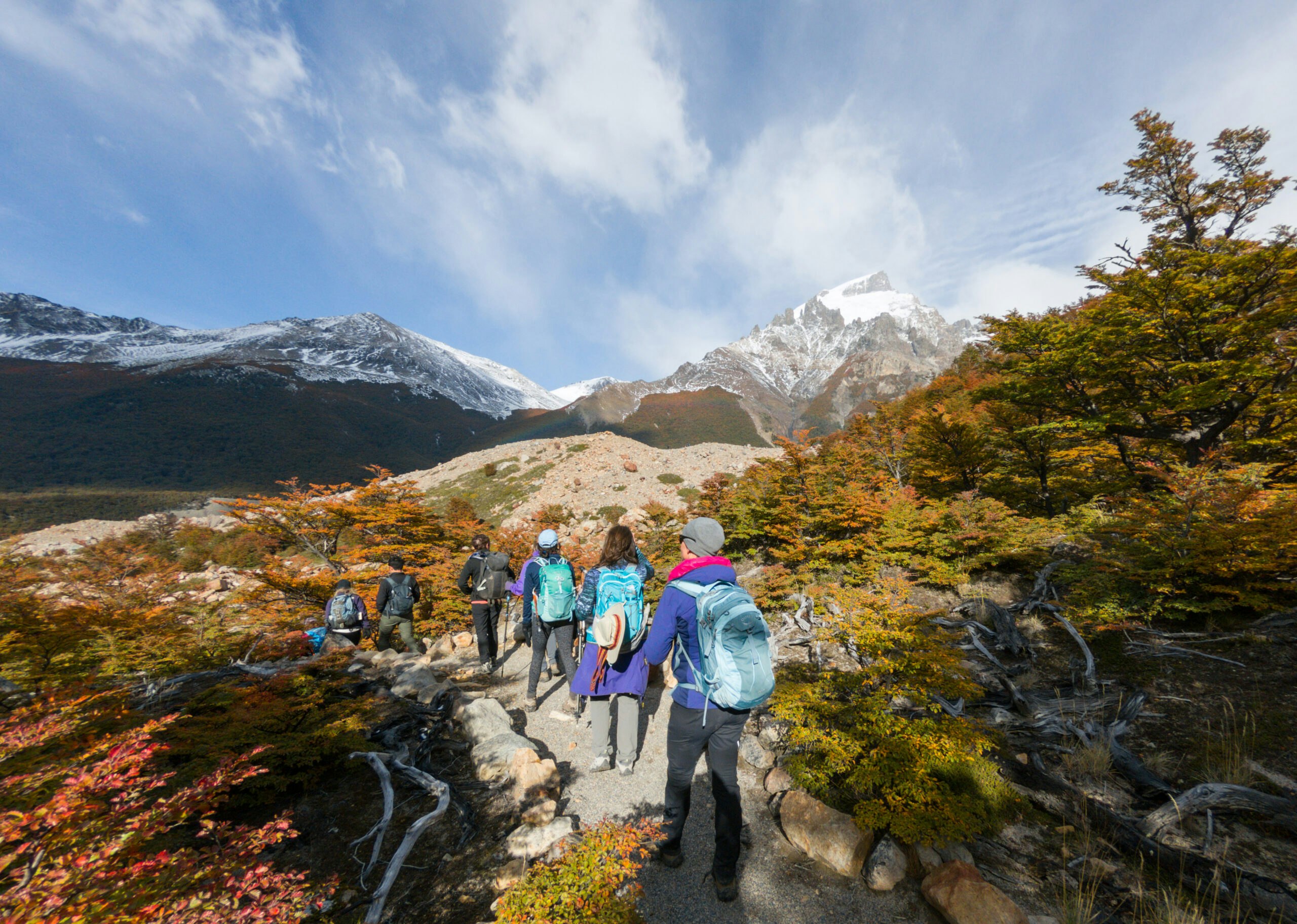 hiking bucket-list trip with group departure of hikers in Patagonia, Argentina and Chile