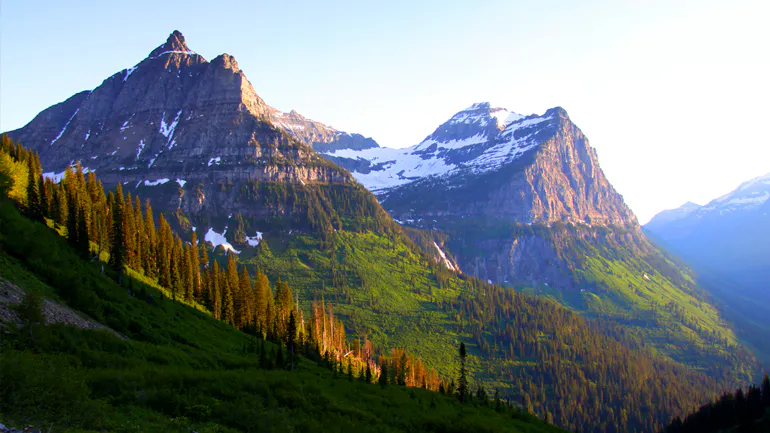 staggering mountain top beauty in Logans Pass in Montana Glacier National Park in North America