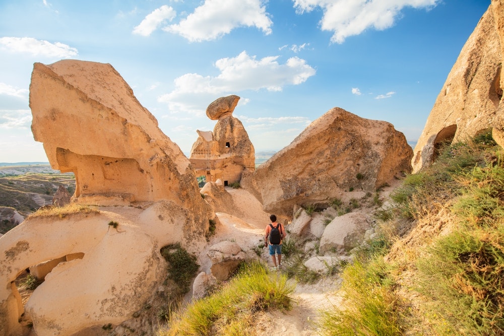 exploring ancient ruins in ancient Turkey in mountain region