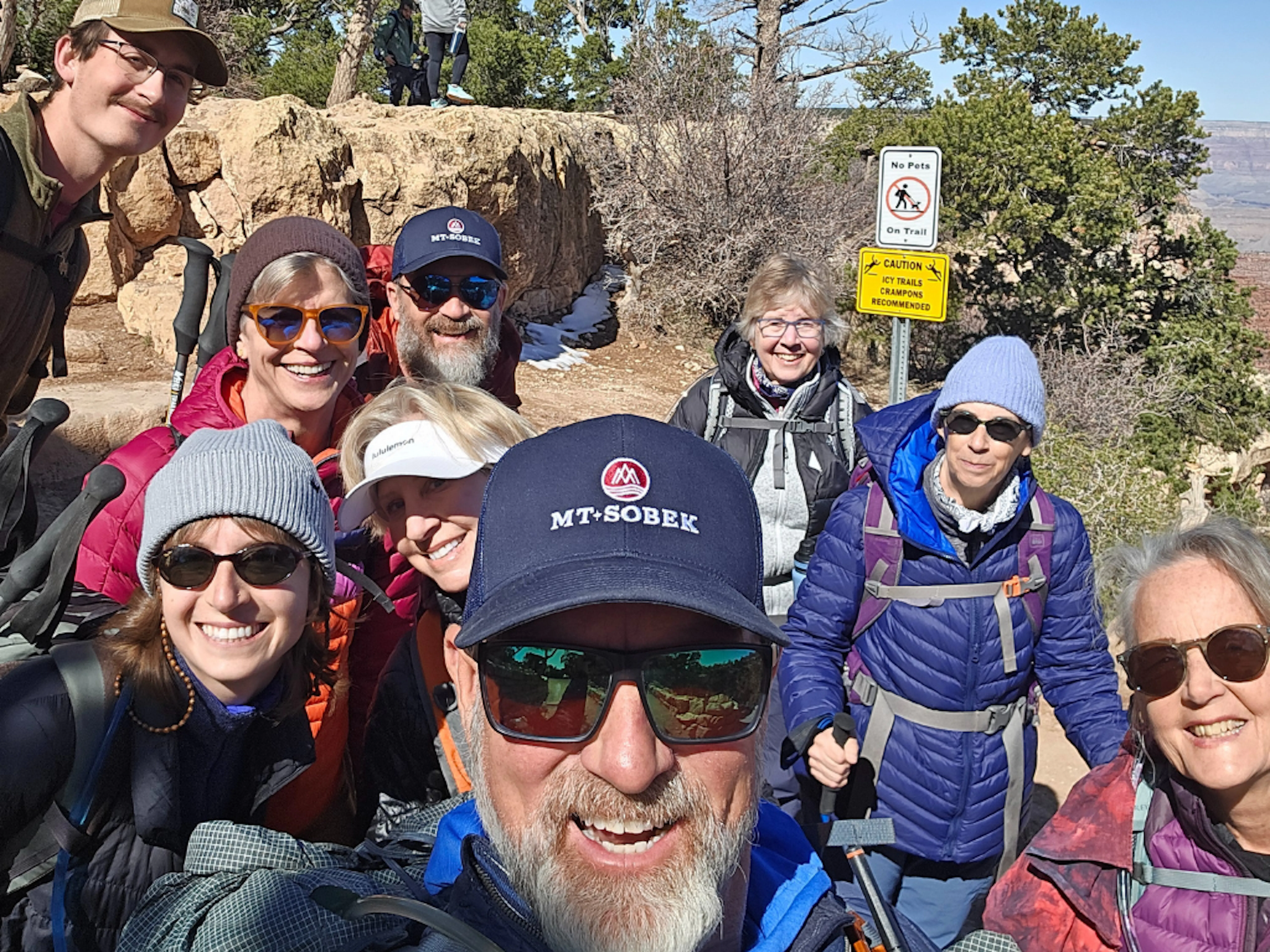 MT Sobek guide hiking with guests to Phantom Ranch in the Grand Canyon