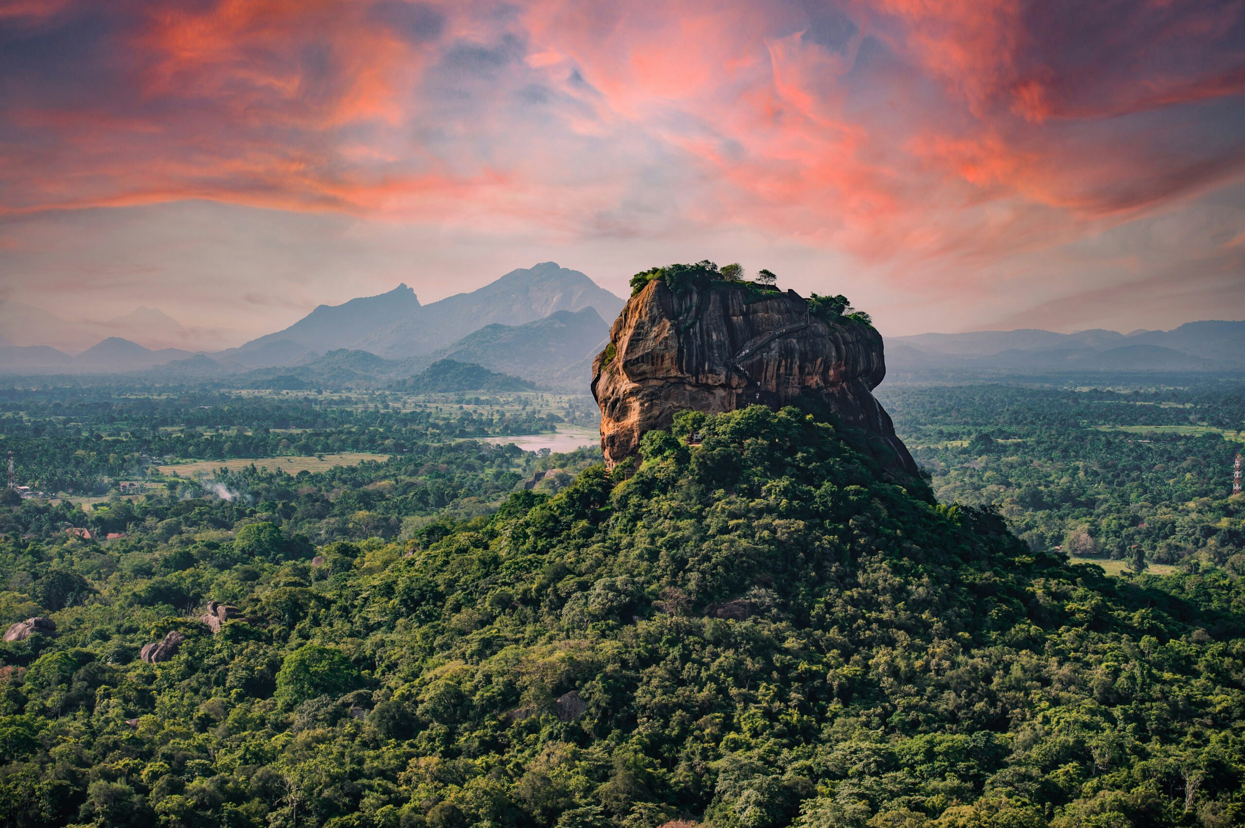 Sigiriya Rock, also known as Lion Rock, in Sri Lanka