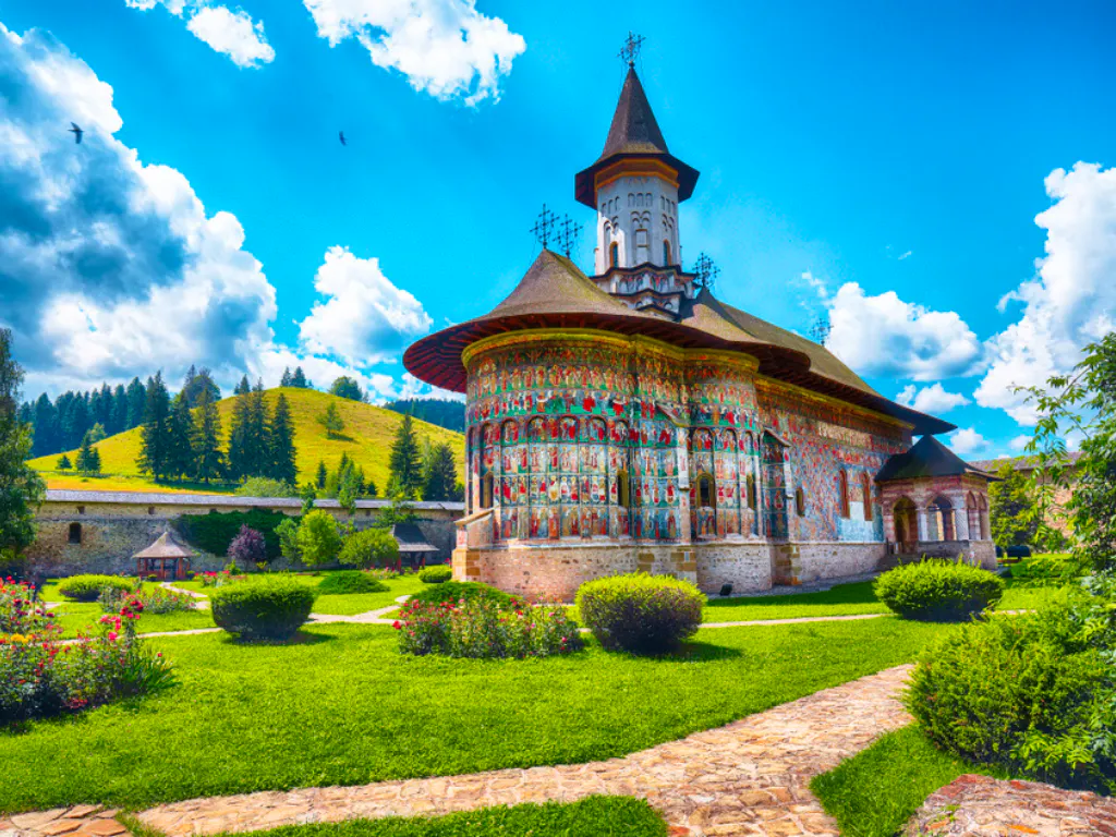 beautiful Sucevita village in Romania - visit during our Romania Via Transylvania & Beyond Hiking Tour