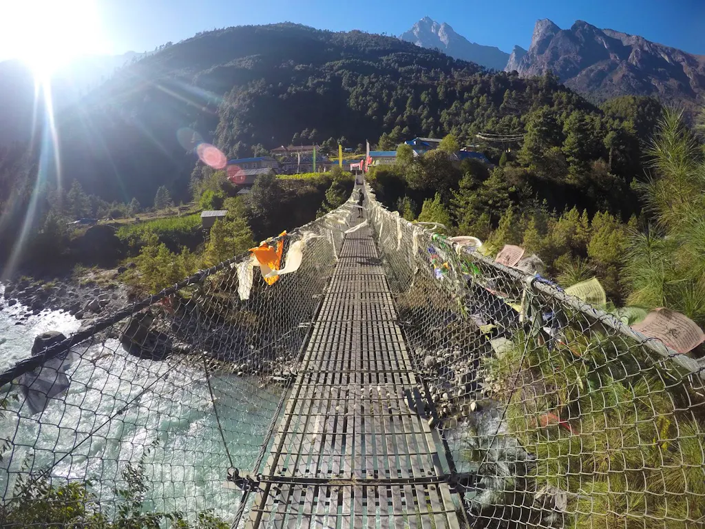 suspension bridge in Everest Himalayas