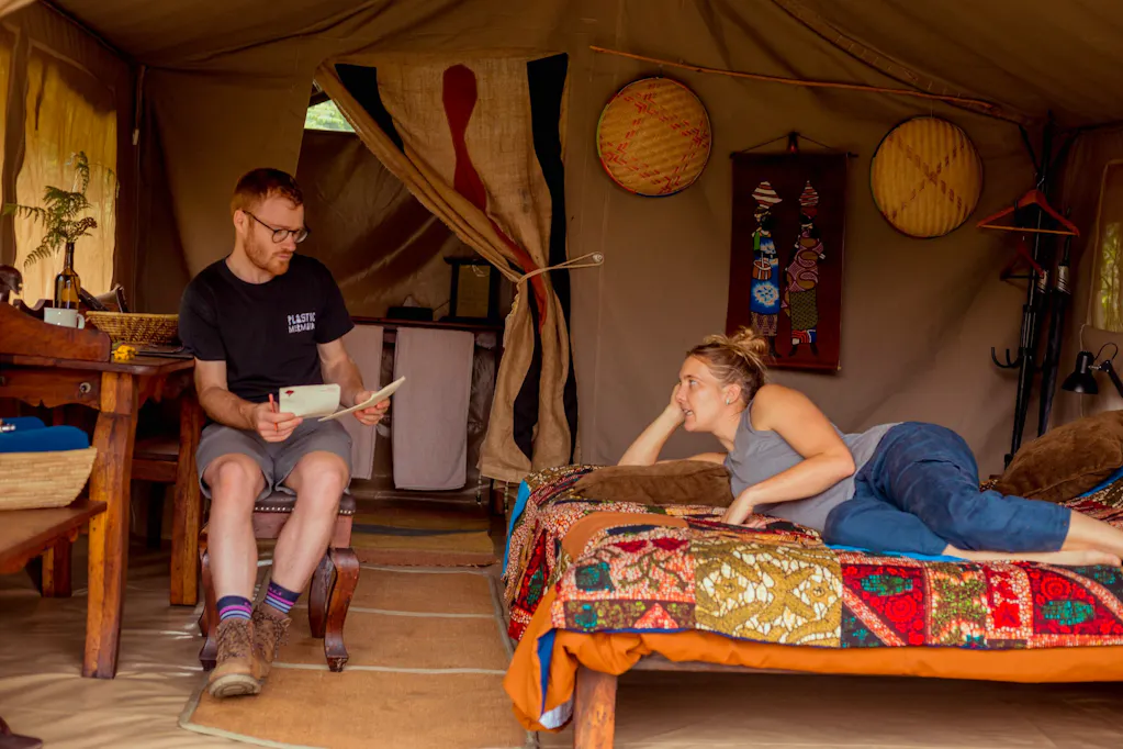 tent accommodations at first night of acclimitization before trek to Kilimanjaro