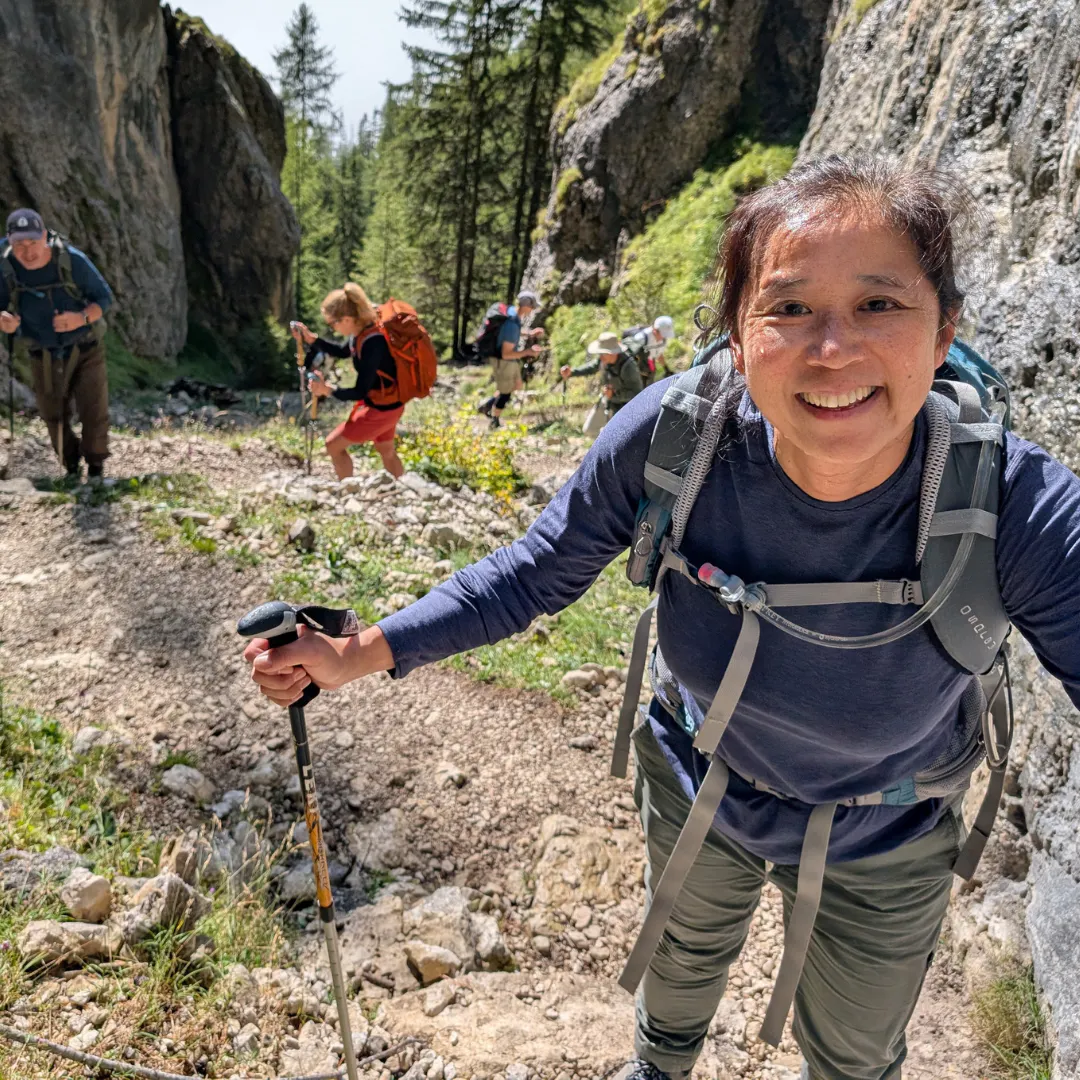 dolomites hiker on a guided MT Sobek adventure - hut to hut