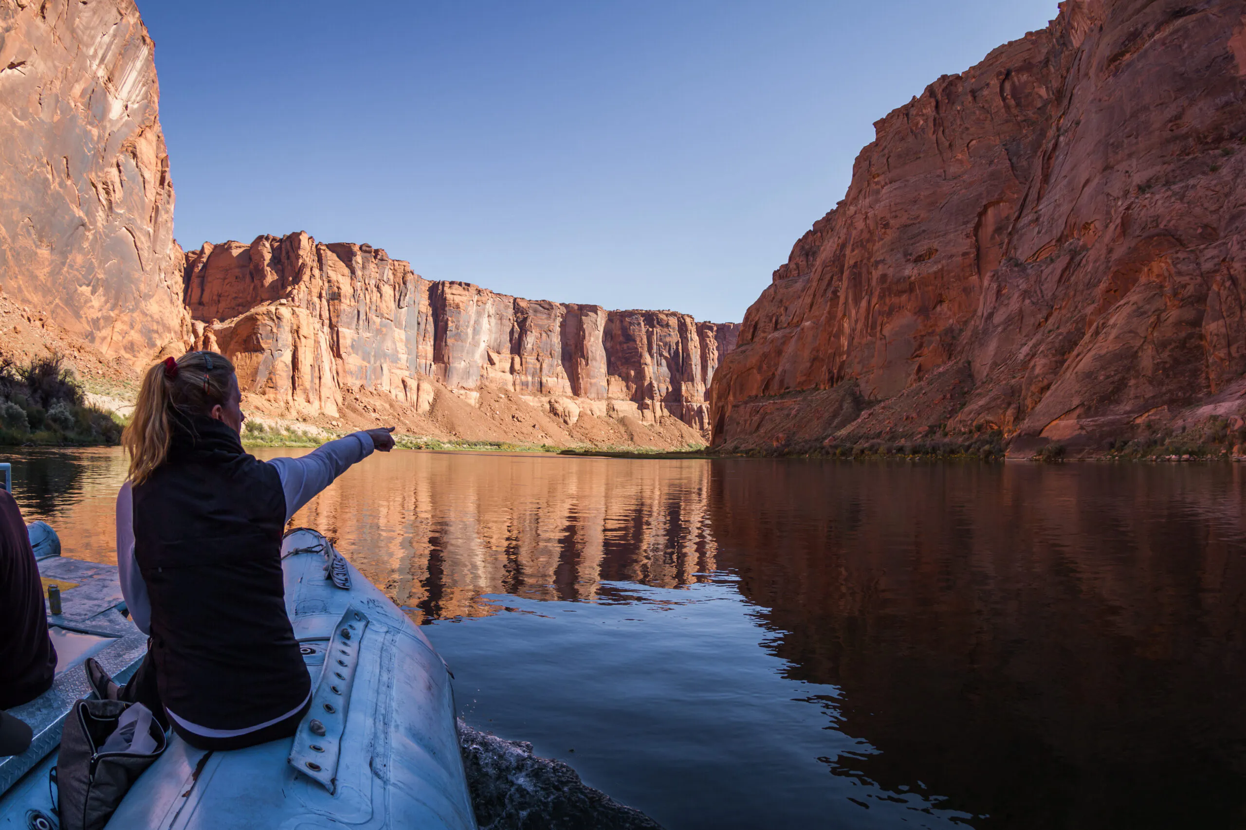 rafting leisurely at the colorado river in grand canyon