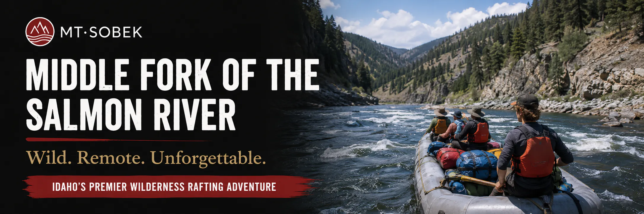 Middle Fork of the Salmon River banner ad for MT Sobek rafting tours