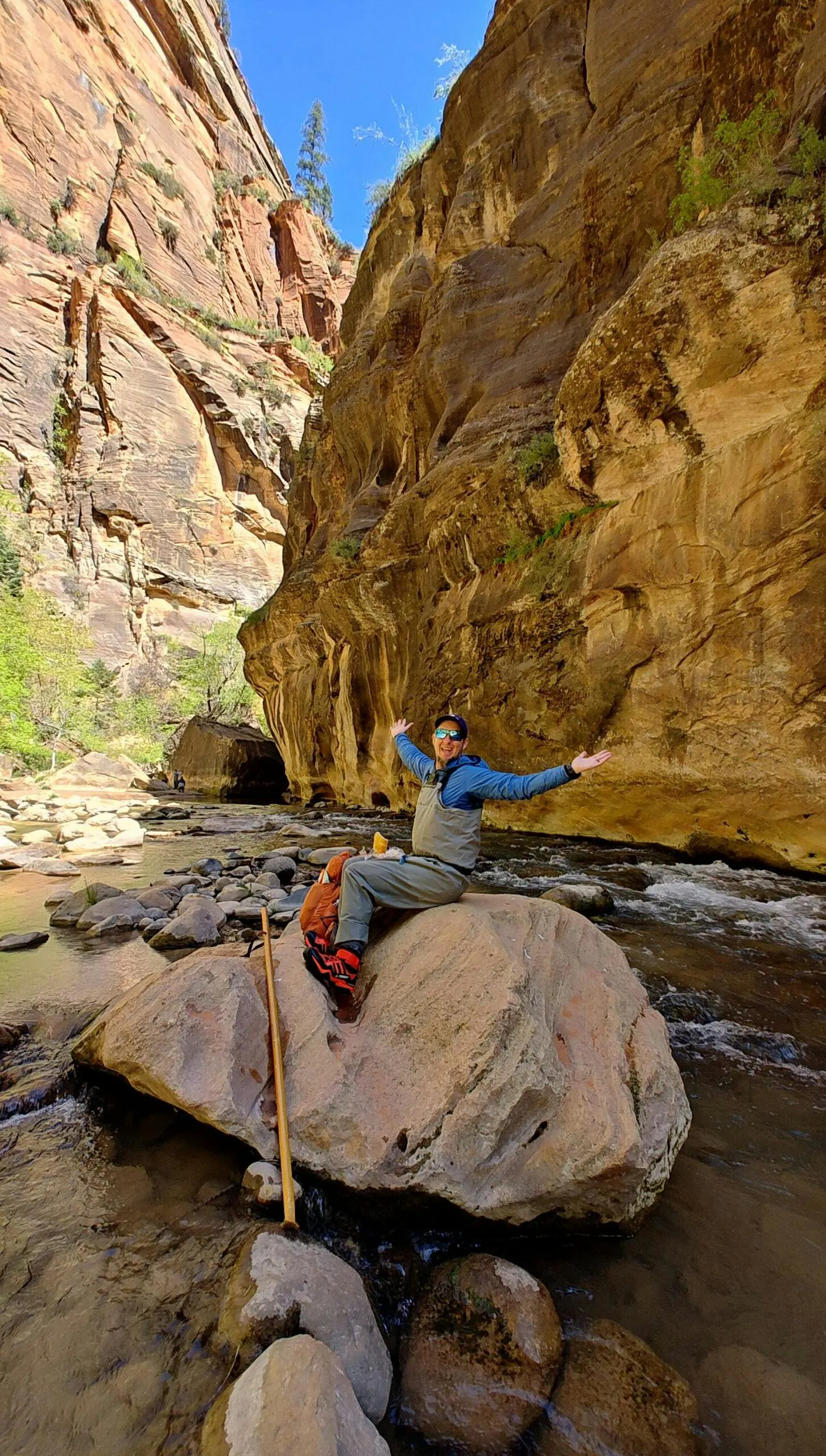 guiding at narrows in zion with Shawn mt sobek guide