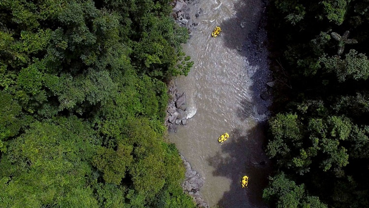 river from above - Costa Rica Tortuguero, Pacuare and Arenal Multi-Adventure